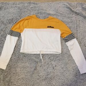 Women’s yellow white and black checkered top